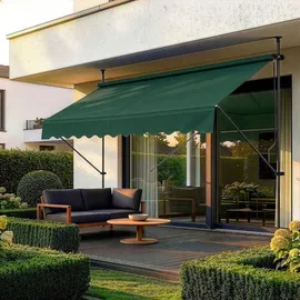 pro.tec Klemmmarkise Stem 400 x 120 cm dunkelgrün