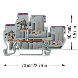 WAGO 870-108 Doppelstock-Basisklemme 5mm Zugfeder Belegung: L Grau