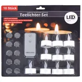 LED Teelichter 10er Set mit Fernbedienung flackernde Kerze inkl. Knopfzelle