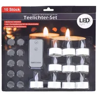 LED Teelichter 10er Set mit Fernbedienung flackernde Kerze inkl. Knopfzelle