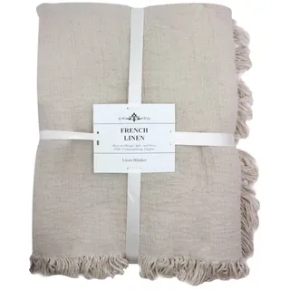 Icegrey Leinen Tagesdecke Mit Quaste,100% Leinen Bettwäsche Überwurf TV Decke Für Sofa Bett 140 X 180 cm Grau