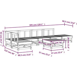vidaXL 7-tlg. Garten-Lounge-Set Massivholz Douglasie