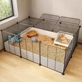 XIAOZHUANGXIONG Hasenstall Innen for 2 Hasen, Meerschweinchen, Welpen, Pet Products Portable Metalldraht Yard Fence, Metallkäfig for Kleine Haustiere (Color : Black, Size : 6a)