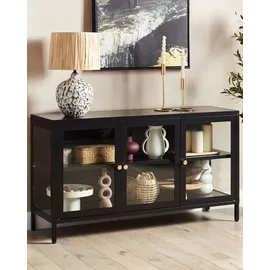 Beliani Sideboard mit Glastüren NEWPORT Metall 115 cm Schwarz