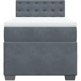 vidaXL Boxspringbett mit Matratze Dunkelgrau 90x200 cm Samt