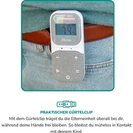 Alecto DBX140 - Modernes Full Eco Audio Babyphone mit klarer DECT-Klangqualität, Display und Nachtlicht - Weiß/Grau - Grau