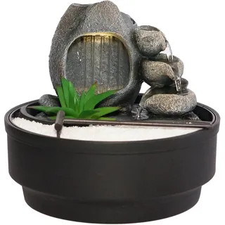 Dehner Zimmerbrunnen Korali, mit LED-Beleuchtung, ca 21 cm Höhe, ca. 21 cm Durchmesser, Polyresin, grau