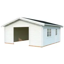 Palmako Garage »Roger«, Aufstellmaße BxTxH: 622 x 596 x 312 cm, Blockbohlensystem, Holz - weiss