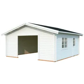 Palmako Garage »Roger«, Aufstellmaße BxTxH: 622 x 596 x 312 cm, Blockbohlensystem, Holz - weiss