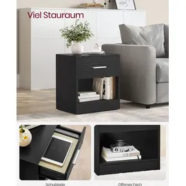 VASAGLE Nachttisch, 2er Set, Beistelltisch, mit Schublade, Griff, offenes Fach, - Schwarz