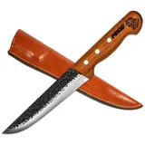 Pirge Elite Handgeschmiedet Schlachtermesser mit Lederscheide 16.5 cm Metzgermesser - Fleischermesser - Stechmesser - Exzellenter Schärfe Metzgermesser - Edelstahl Küchenmesser - Naturholz Griffdesign