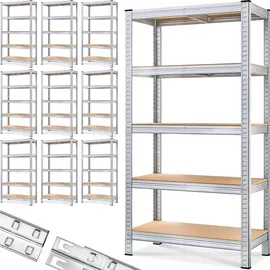 DEUBA Schwerlastregal Metall 180x90x40cm Silber 10er-Set 875kg