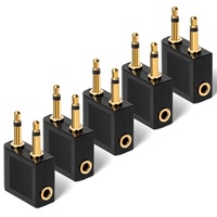 AXFEE Flugzeug Adapter Kopfhörer, 5 Stück Gold überzogen Flugzeug Adapter, auf 3,5 mm Klinkenbuchse, Airplane Flight Kopfhörer Adapter für Alle Airlines In-Flight Media Systemen