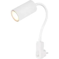 GLOBO Wandleuchte Wandlampe Schlafzimmerleuchte, Leselampe mit Stecker, Flurleuchte, beweglicher Arm, Flexo Spot, Metall, weiß, GU10 Fassung, DxH 5,5x43 cm