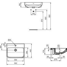Ideal Standard i.life B Halbeinbau-Waschtisch 55 x 44 cm (T461101)