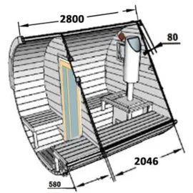 FinnTherm Fasssauna Carrie 2 Sitzbänke aus Holz Wandstärke 42 mm