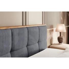 altdecor BOXBETT mit Matratze H4 und Lattenrost - 160x200 - Grau