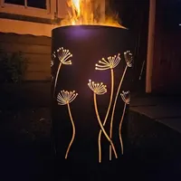 TiKo-Design Feuertonne - Lagerfeuertonne - Feuerkorb mit Pusteblümchen Motiv – Verleihen Sie Ihrem Garten EIN besonderes Ambiente für unvergessliche Abende mit ihren Freunden