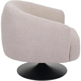 Mendler Lounge-Sessel MCW-J76 Bouclé 75 x 78 x 83 cm Creme-beige drehbar mit Kissen