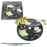 Mambocat World of Cheese Käseplatte drehbar Ø32cm Glas Wurst Fingerfood Servier-Tablett