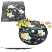 Mambocat World of Cheese Käseplatte drehbar Ø32cm Glas Wurst Fingerfood Servier-Tablett