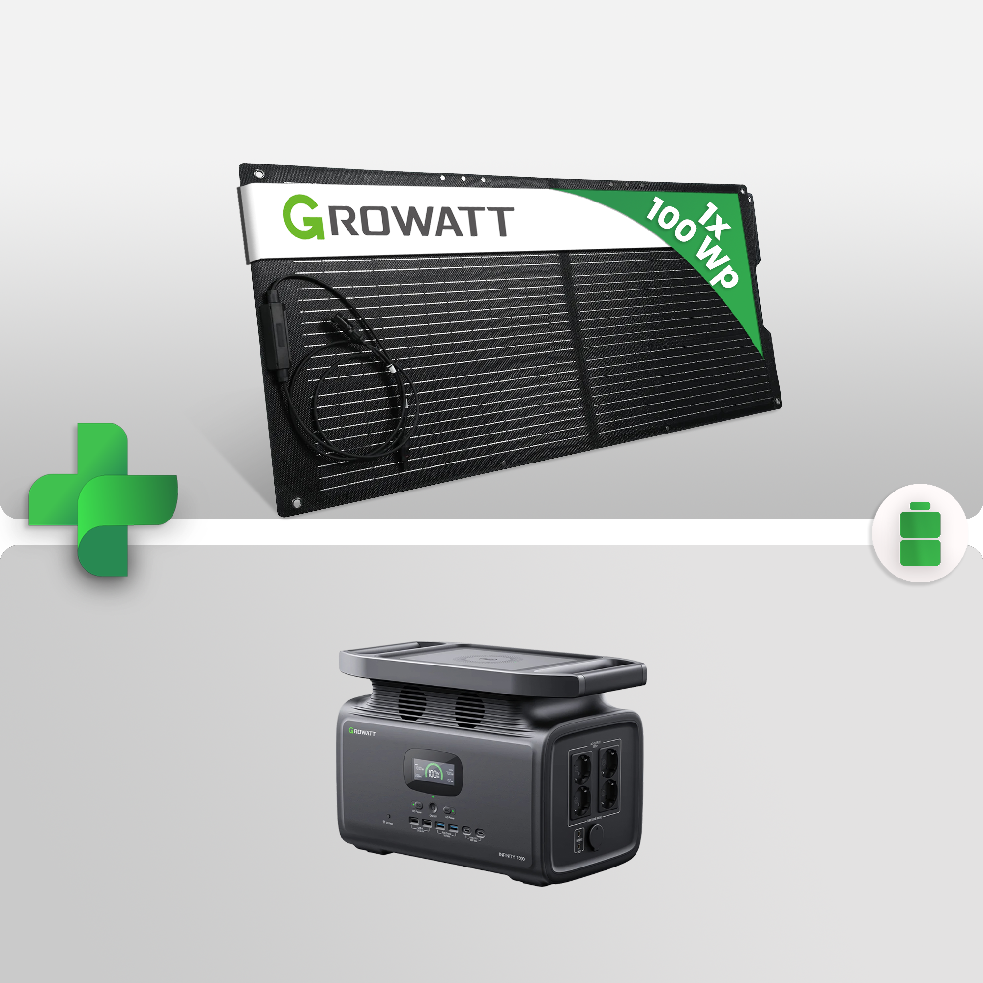 Growatt Infinity 1500 Tragbare Powerstation mit 100W Solarmodulen