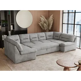 MKS Meble Ecksofa U-Form mit Schlaffunktion Grau