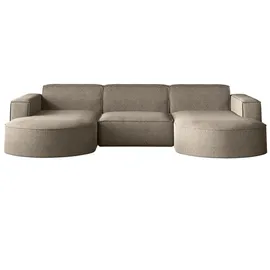 Kaiser Möbel Ecksofa, Sofa U form, Couch U form MODENA U STUDIO stoff Neve Dunkelbeige - Braun