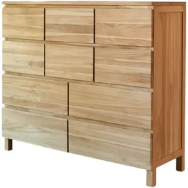 Tikamoon Highboard 10 Schubladen Teak  aus massivem Holz  beige