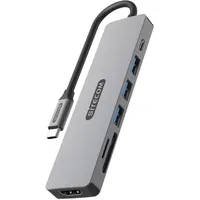 Sitecom - 7 in 1 USB-C Power Delivery Multiport Adapter - 3x USB-A (USB-C, 7 Ports), Dockingstation + USB Hub, Grau