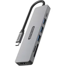 Sitecom - 7 in 1 USB-C Power Delivery Multiport Adapter - 3x USB-A (USB-C, 7 Ports), Dockingstation + USB Hub, Grau