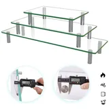 Melko Bildschirmerhöhung 38,5 cm Glasaufsatz Monitorerhöhung Monitorständer Notebookständer Erhöhung für Fernseher TV-Aufsatz bis 30kg belastbar - Größenauswahl (38,5)