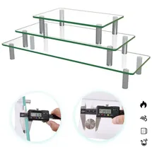 Melko Bildschirmerhöhung 38,5 cm Glasaufsatz Monitorerhöhung Monitorständer Notebookständer Erhöhung für Fernseher TV-Aufsatz bis 30kg belastbar - Größenauswahl (38,5)