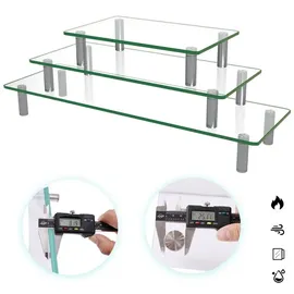 Melko Bildschirmerhöhung 38,5 cm Glasaufsatz Monitorerhöhung Monitorständer Notebookständer Erhöhung für Fernseher TV-Aufsatz bis 30kg belastbar - Größenauswahl (38,5)