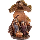 BRUBAKER Krippenfigur Heilige Familie - Jesus, Maria und Josef - 25 cm Weihnachtsfigur mit handbemalten Figuren - Krippenszene - Tischdekoration aus Polyresin