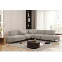 Fun Möbel Ecksofa Designersofa VALENCIA in Stoff Noel Hellgrau
