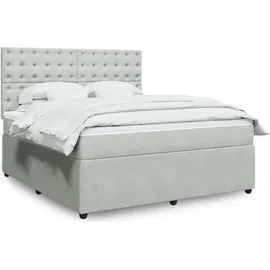 vidaXL Boxspringbett mit Matratze Hellgrau 180x200 cm Samt