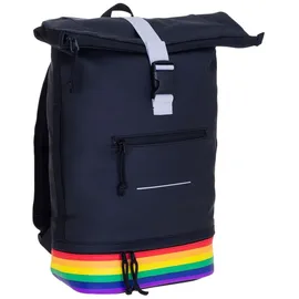 Elephant Gin Freizeitrucksack Herren Damen Plane Time Bag COMP 25 L Kurierrucksack Roll-Top Laptoprucksack 12823 Bi Color Rainbow (Regenbogen - Schwarz) - Schwarz