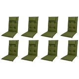 doppler® Hochlehnerauflage 8 er Set 7836 grün Gartenstuhl Auflagen Kissen Polster für Hochlehner, (Spar-Set, 8 St., 8 Auflagen), UV-beständig für Hochlehner-Stühle mit abnehmbaren Kopfkissen grün
