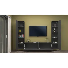 Home Affaire Wohnwand HOME AFFAIRE "Maruska", grau (anthrazit, anthrazit), B:260cm H:180cm T:30cm, Holzwerkstoff, Kastenmöbel-Sets, Wohnwand