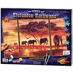 Simba Dickie Malen nach Zahlen »MNZ - Elefanten-Karawane (Triptychon)«