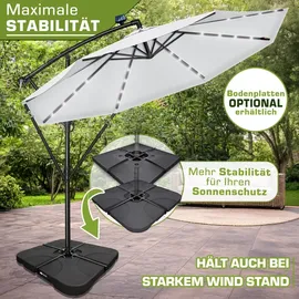 tillvex Ampelschirm Ø 350 cm Grau