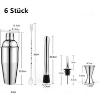 XDeer Cocktailsessel Cocktail Set,Barkeeper Set, Edelstahl Cocktail Mixer Set, (6-St), Cocktailshaker Edelstahl, Cocktail Shaker Set,Bartender Set