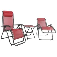 Lex 3 tlg. Relax Set Sessel m. Kopfkissen Tisch Gartenstuhl Gartenmöbel Liegesessel schwarz/rot : Schwarz/Rot