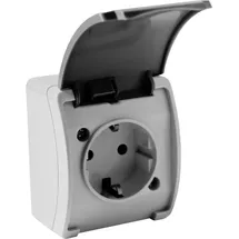 Doktorvolt Aufputzsteckdose IP44 Klappdeckel Grau/Anthrazit