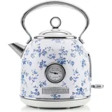 VQ Laura Ashley China Rose Kabelloser Elektrischer Wasserkocher von VQ. Edelstahl-Wasserkocher 1.7 Litern, Energieeffiziente 2,2 kW Schnellkochtechnologie mit Überhitzungsschutz und Temperaturanzeige