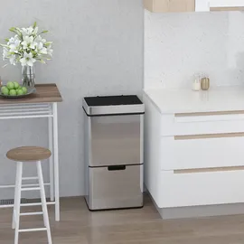 Homcom Mülleimer mit Sensor Mülltrennsystem Edelstahl Silber