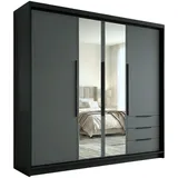 A&J MöbelLand Drehtürenschrank VIVO 200 x 215 x 59,5 cm Schwarz
