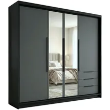 A&J MöbelLand Drehtürenschrank VIVO 200 x 215 x 59,5 cm Schwarz