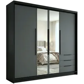 A&J MöbelLand Drehtürenschrank VIVO 200 x 215 x 59,5 cm Schwarz